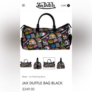Von Dutch Brand New Jax Duffle Bag Black - NEW